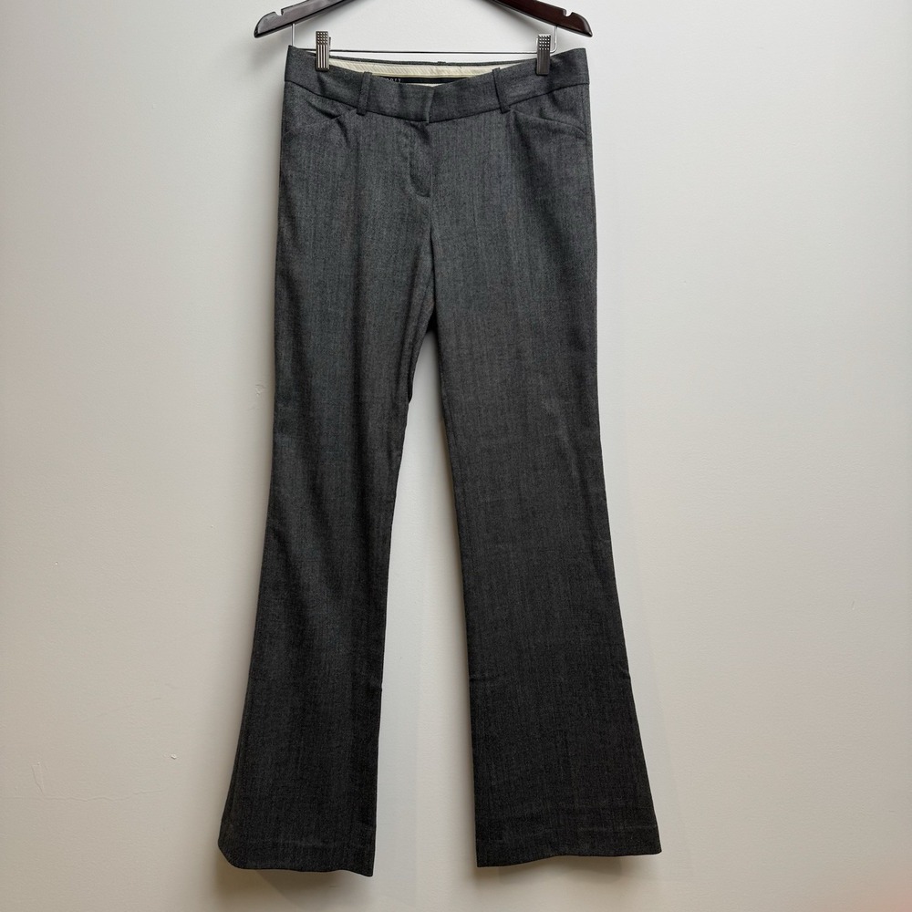 Theory Women's Sz 6 Gray Charcoal Twill Dress‎ Pants Bootcut Flat Front Flare